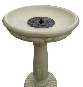 1 Tier Round Limestone Solar Birdbath Fountain-0