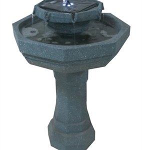 2 Tier Octagonal Sage Solar Birdbath Fountain-0