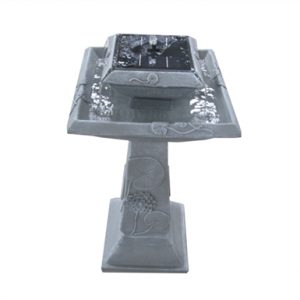 2 Tier Square Marble Solar Birdbath Fountain-0