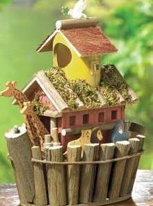 Birdhouse and Bird Nesting Box styled as Noah's Ark-0