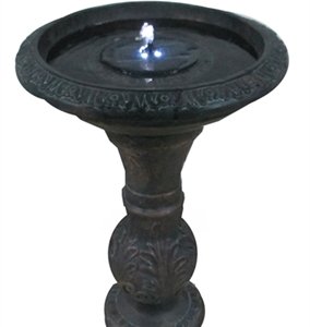 1 Tier Round Bronze Solar Birdbath Fountain-0