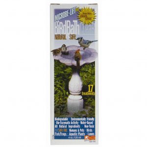 Microbe Birdbath Clear is a natural product used to safely keep birdbaths clean and clear