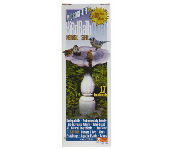 Microbe Birdbath Clear is a natural product used to safely keep birdbaths clean and clear