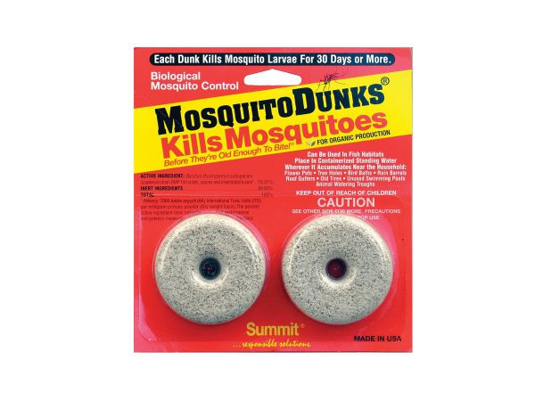 Safe control for mosquitos in ponds, fountains, bird baths, etc.