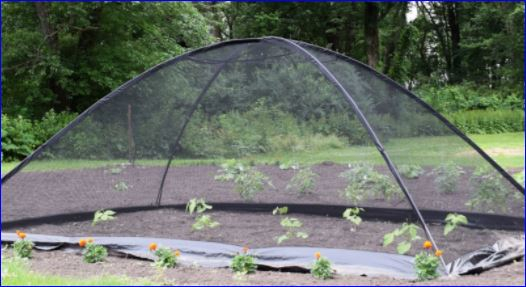 Garden and Koi Pond protective Tent type Netting with UV resistant Pond Net  and Fiberglass poles. Includes stakes and storage bag.